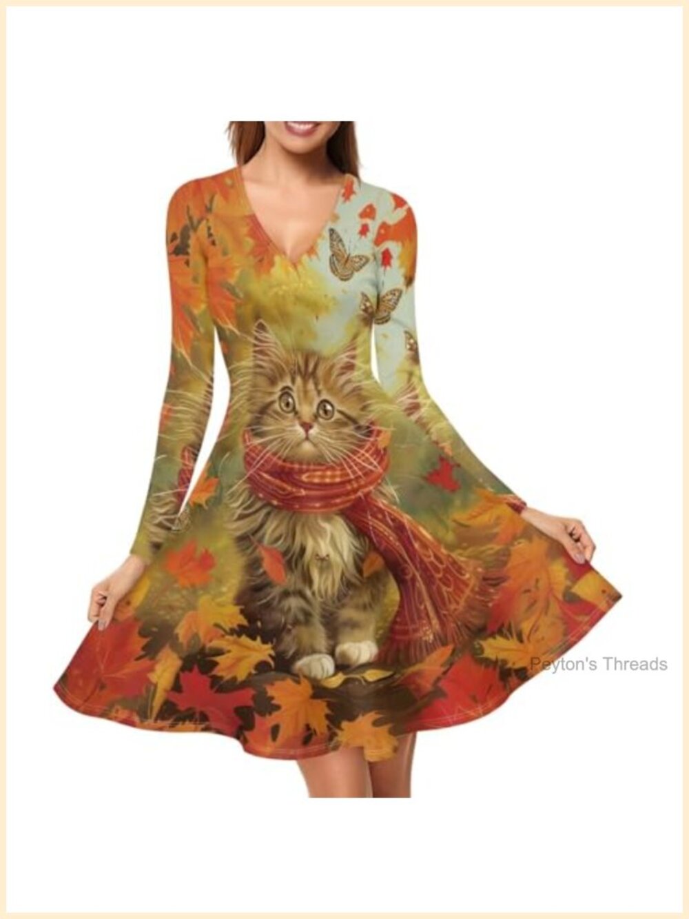 Women's Long Sleeve Midi Dress V Neck Polyester Casual Party